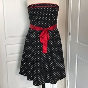 Strapless Polka Dot Dress with flare